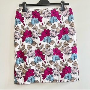 Ann Taylor Pink & Blue Floral Skirt - Work Office Business Attire